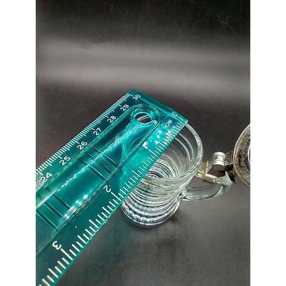 Miniature Beer Stein BMF Schnapskrügerl 4” Clear Glass & Pewter Lid West Germany - Picture 4 of 10